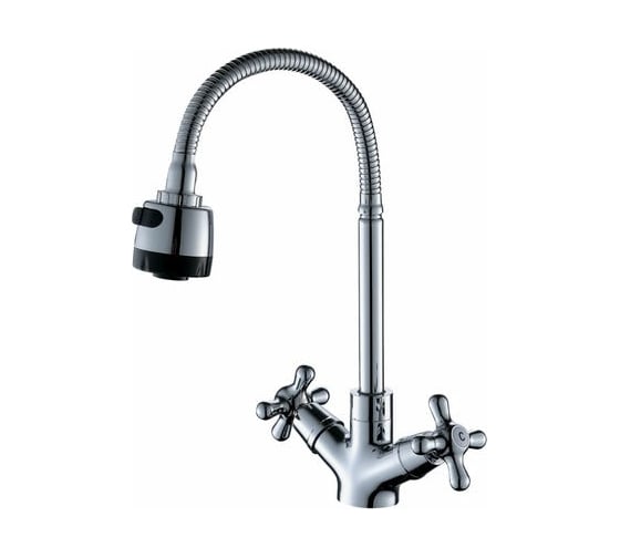 Изображение товара Полимерный двухвентильный смеситель для кухни OneLife P03-004cr