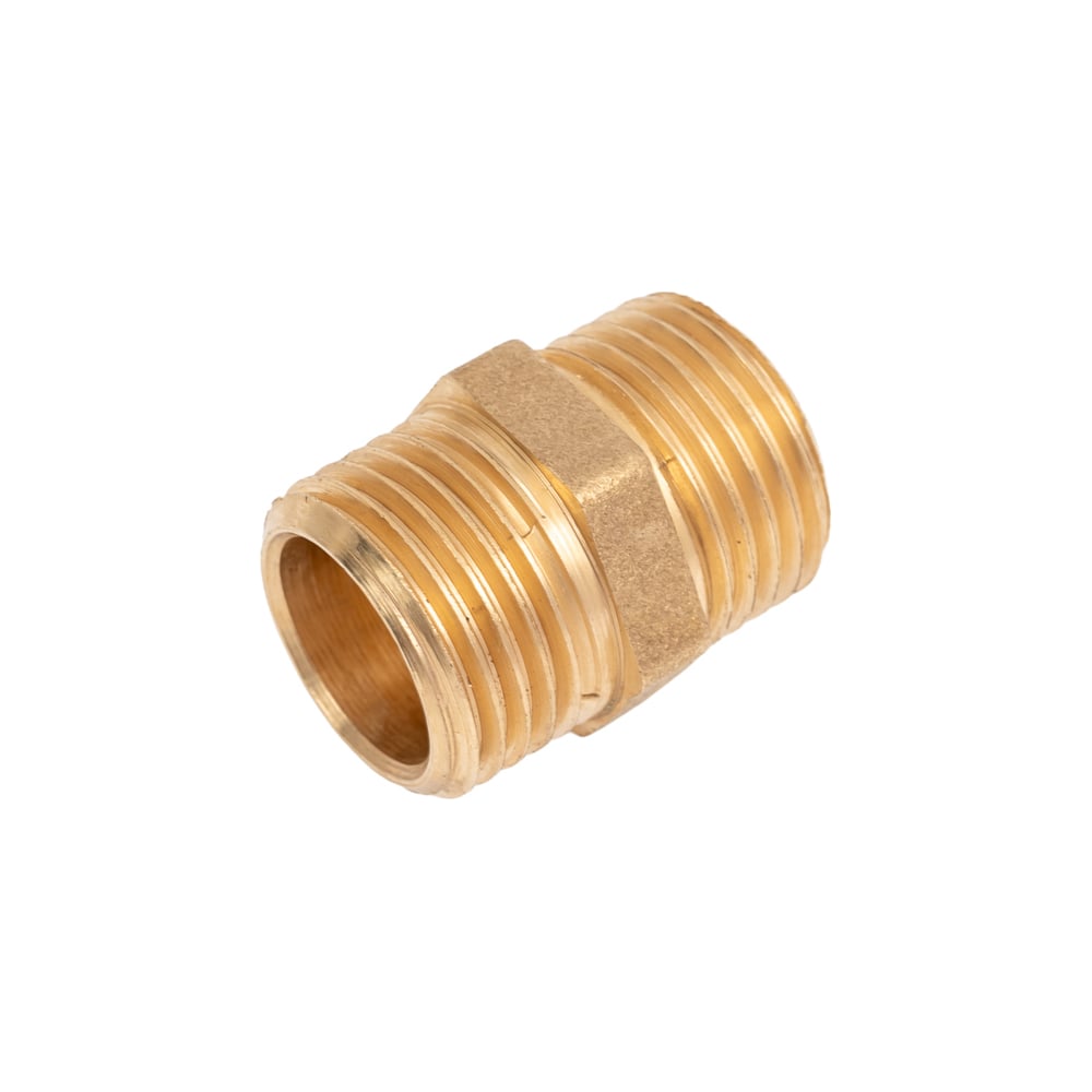 Изображение товара Ниппель двойной БАЗ 1/2 НД15 латунь для бытовых систем