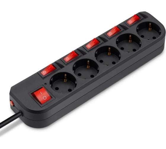 Изображение товара Сетевой фильтр BURO 500SH-5-SW-B 5м (5 розеток) черный (коробка) 1159730