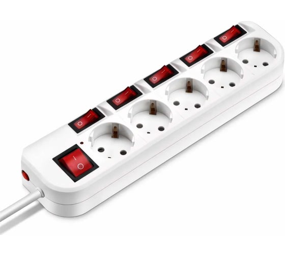 Изображение товара Сетевой фильтр BURO 500SH-1.8-SW-W 1.8м (5 розеток) белый (коробка) 1159720