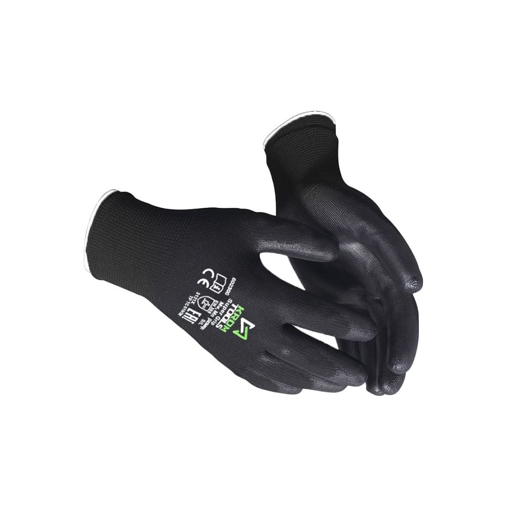 Изображение товара Перчатки нейлоновые с полиуретановым покрытием KROM TOOLS размер 8 белая манжета