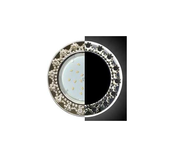 Изображение товара Светильник Ecola Gx53 h4 ld5360 glass круг с прозр. стразами корона с подсветкой (оправа хром)/фон зерк../центр.часть хром 52x120 (к+) SW53RNECB