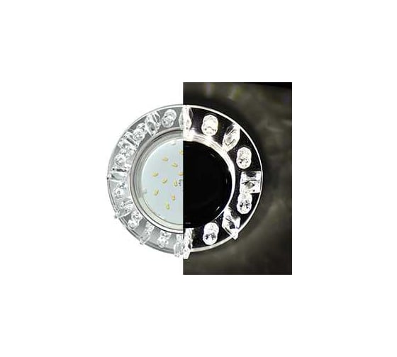 Изображение товара Светильник Ecola Gx53 h4 ld5361 glass круг с квадр. прозр. стразами с подсветкой/фон зерк./центр.часть хром 52x120 (к+) SK53RNEFB