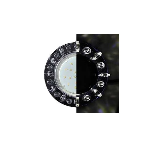 Изображение товара Светильник Ecola Gx53 h4 ld5361 glass круг с квадр. прозр. стразами с подсветкой/фон черн./центр.часть хром 52x120 (к+) SX53RNEFB