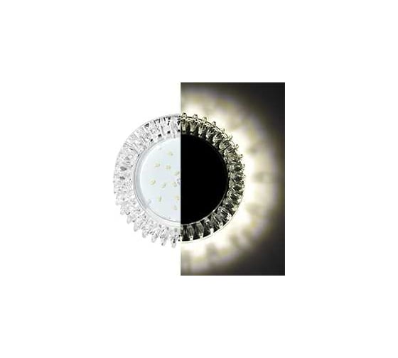 Изображение товара Светильник Ecola Gx53 h4 ld5361 glass круг с прозр. стразами гребенка с подсветкой/фон зерк./центр.часть хром 52x120 (к+) SK53RCEFB