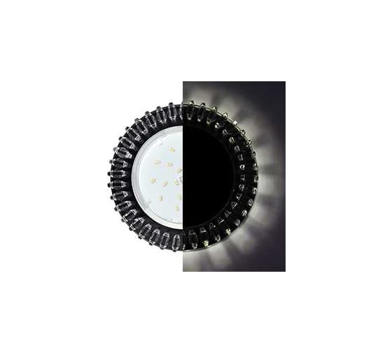 Изображение товара Светильник Ecola Gx53 h4 ld5361 glass круг с прозр. стразами гребенка с подсветкой/фон черн./центр.часть хром 52x120 (к+) SX53RCEFB