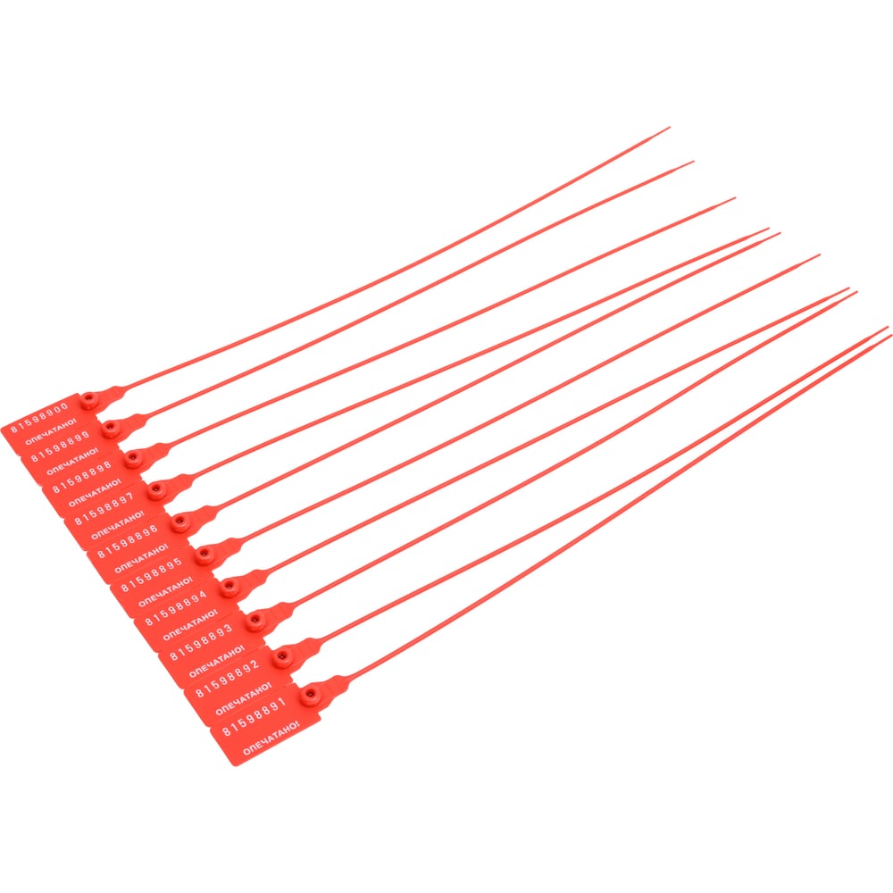 Изображение товара Пластиковая номерная пломба Пломба.Ру 2,3 мм, L 350 мм, 100 шт, красная