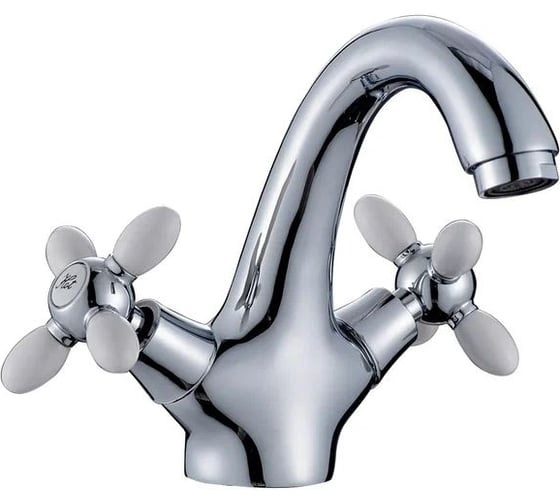 Изображение товара Смеситель для умывальника GOTA ROCIO Oliva с 2-мя рукоятками, с цв.ручками белый, креплени гайка G331041 1/10 331041-GOTA