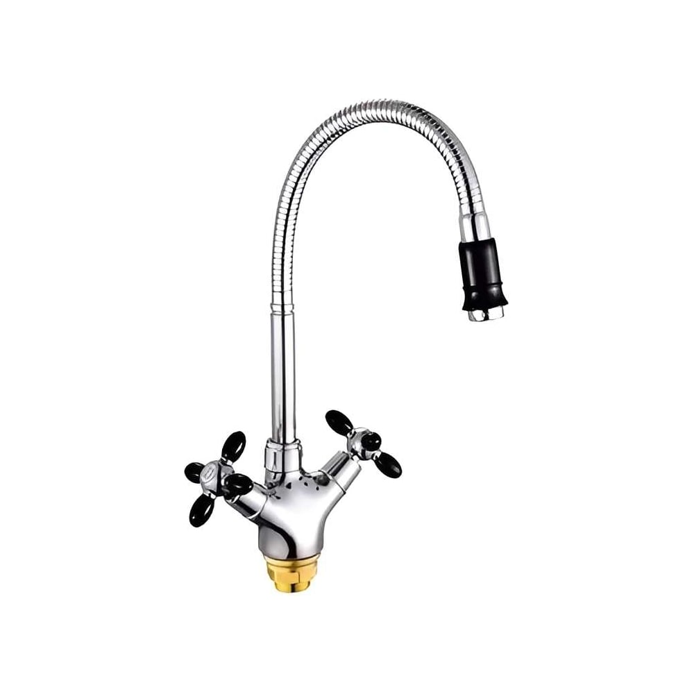 Изображение товара Смеситель для кухни GOTA ROCIO Oliva с двумя рукоятками и высоким гибким изливом