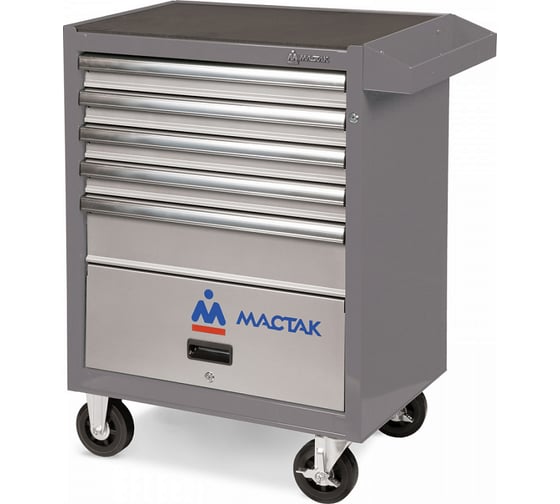 Изображение товара Инструментальная тележка МАСТАК ОПТИМА 5 полок и отсек, серая 522-05581MG