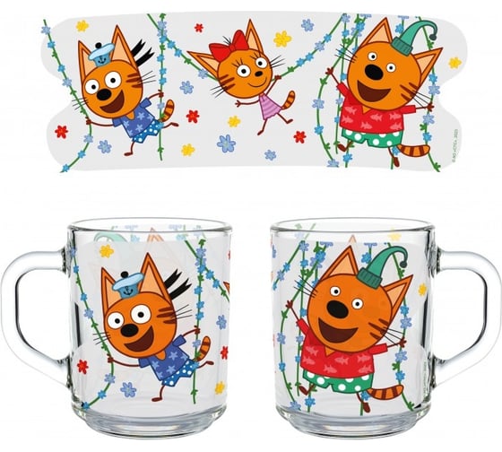 Изображение товара Кружка ND Play три кота, цветы, 230 мл, стекло 309627