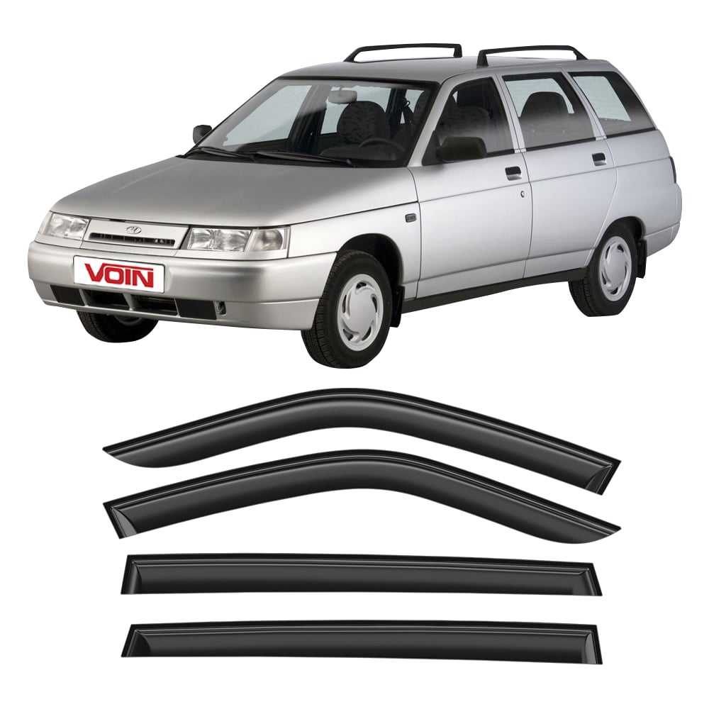 Изображение товара Дефлекторы окон для ВАЗ 2111 и Лада Приора 4 шт накладные защитные акриловые черные