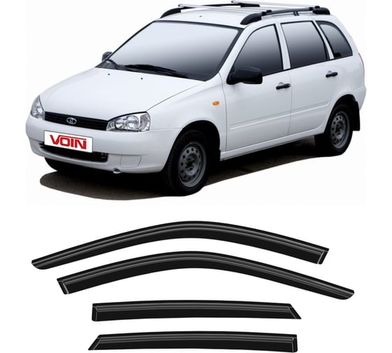 Изображение товара Дефлекторы окон для автомобиля VOIN Lada Kalina I, Kalina II 2004-2018, универсал, накладные, 4 шт. DEF00792