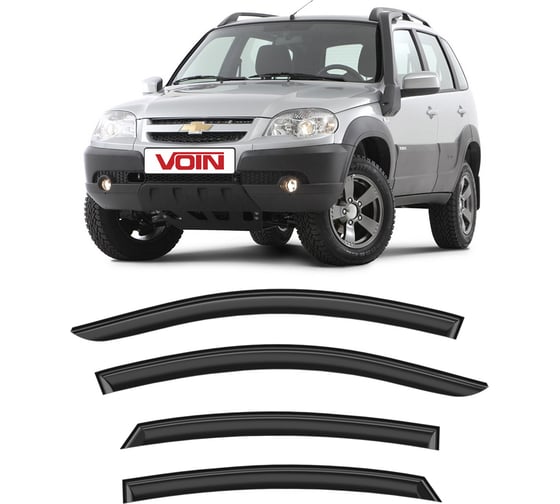 Изображение товара Дефлекторы окон для автомобиля VOIN Chevrolet Niva 2004-н.в. кроссовер, накладные, 4 шт. DEF00452