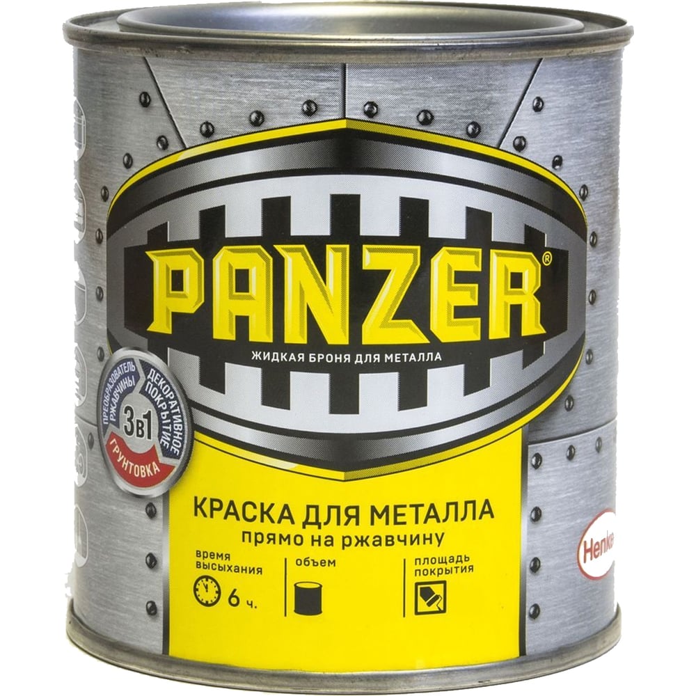 фото Краска для металла panzer гладкая желтая 0,25л 1/6 ral1003 48153