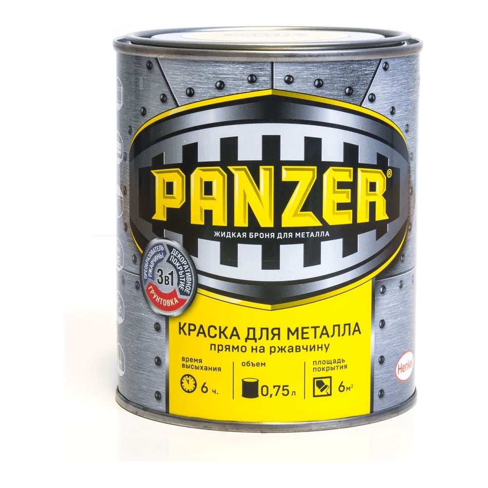 фото Краска для металла panzer гладкая золотистая 0,75л 1/6 ral1036 48168