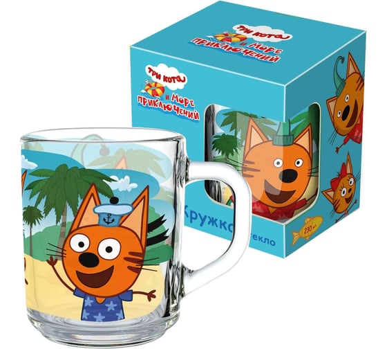 Изображение товара Кружка ND Play три кота, море приключений, в подарочной упаковке, мал., 230 мл, стекло 309617