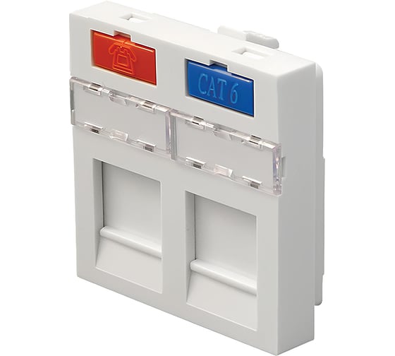 Изображение товара Модуль адаптер (лицевая панель) роз. информ., 45x45, rj, 2 входа, бел Экопласт 87002