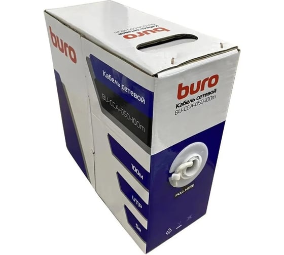 Изображение товара Кабель сетевой BURO BU-CCA-050-100m UTP 4 пары cat5E solid 0.50мм CCA 100м серый 1779834