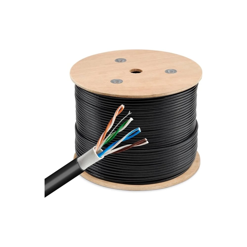 Изображение товара Кабель сетевой BURO UTP 4 пары cat5E solid 0.50мм CCA 305м черный outdoor 1505203