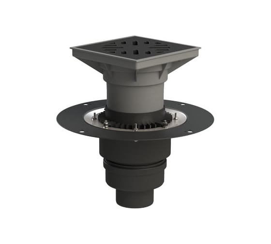 Изображение товара Трап дворовый Татполимер до 7 т, регулируемый, с чугунной решеткой, фланцем, запахозапирающим устройством и грязеуловителем, 110 мм ТП-616.110 33904