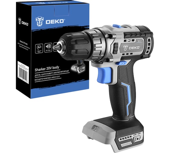 Изображение товара Дрель-шуруповерт аккумуляторная бесщеточная DEKO Sharker 20V, 20В, без АКБ и з/у 063-4455