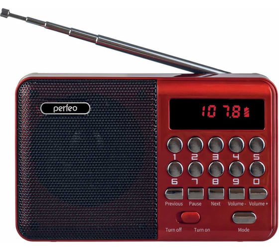 Изображение товара Радиоприемник цифровой Perfeo PALM красный 30012773
