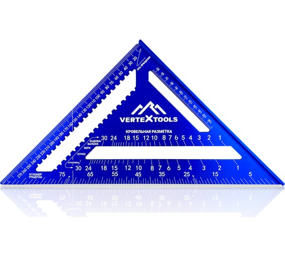 Изображение товара Угольник кровельный универсальный vertextools profi 5 в 1, al анодированный, лазерная маркировка 300 3046-12