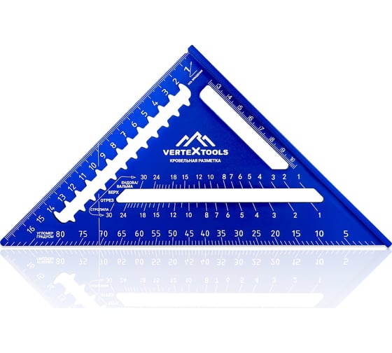 Изображение товара Угольник кровельный универсальный vertextools profi 5 в 1, al анодированный, лазерная маркировка 180 3046-13