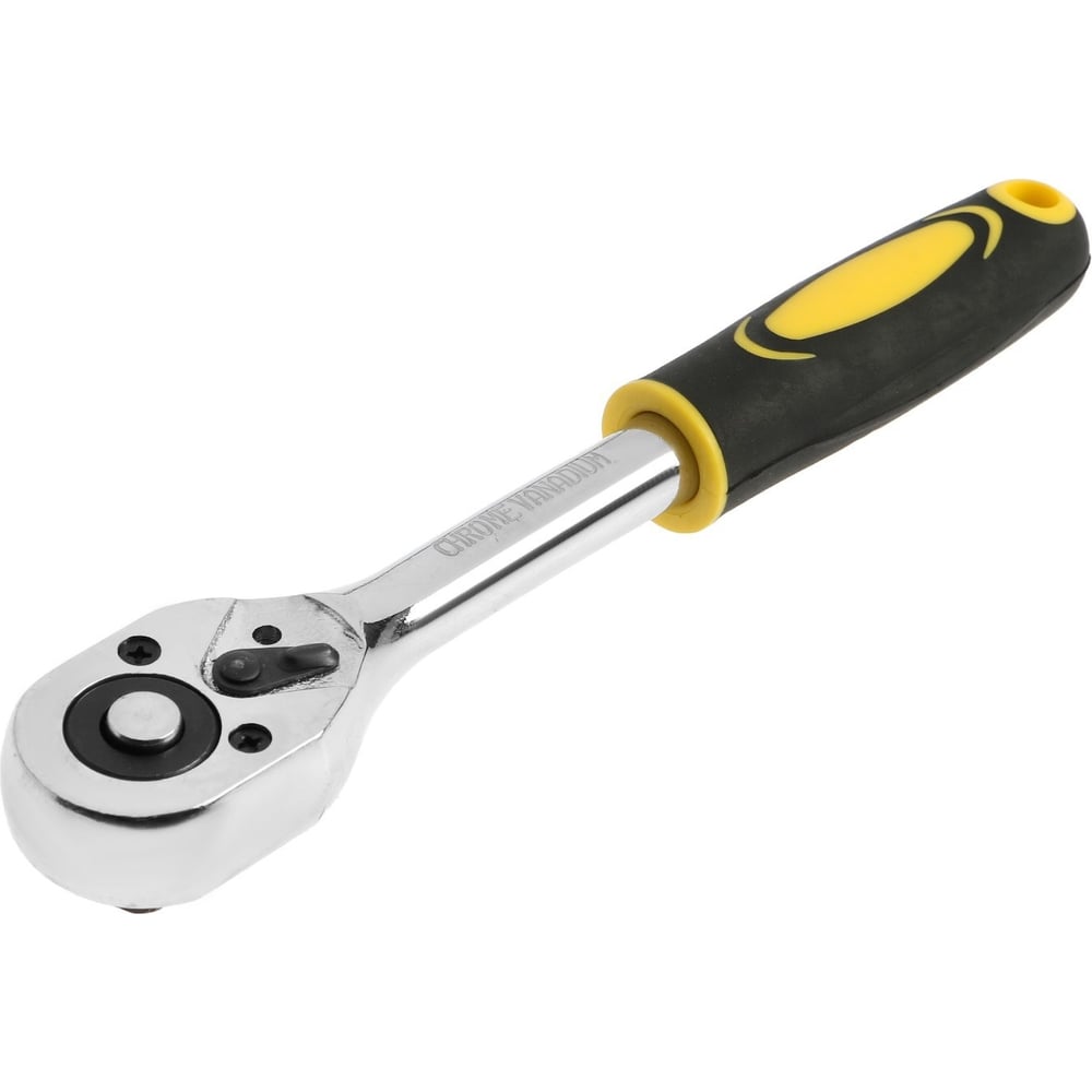 Вороток с трещоткой ТУНДРА CrV, квадрат 3/8", 2К рукоятка, 24 зуба, 200 мм 9863766