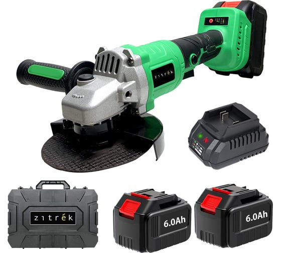 Изображение товара Углошлифовальная бесщеточная машина Zitrek AG 20 Pro (20В, Li-ion 2x6.0Ач, з/у, кейс) 063-4369