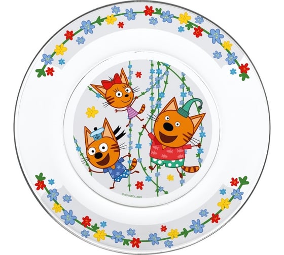 Изображение товара Тарелка ND Play три кота, цветы, 19,5 см, стекло 309631