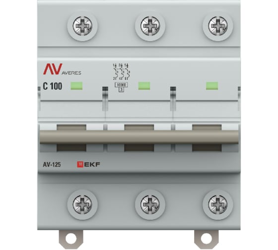 Изображение товара Выключатель автоматический EKF AV-125 3P 100A (C) 10kA AVERES mcb125-3-100C-av