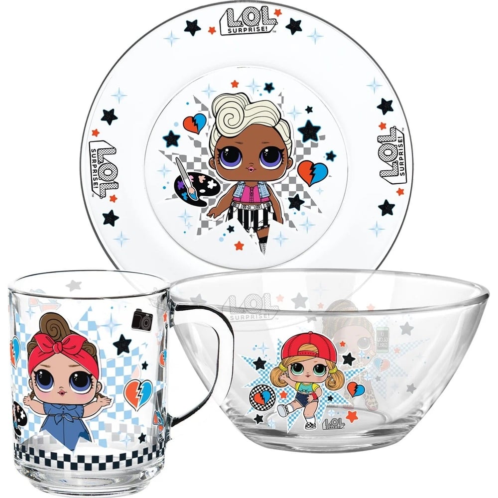 Изображение товара Набор посуды ND Play L.o.l. surprise dollsaregogo в подарочной упаковке, 3 предмета, стекло 288529