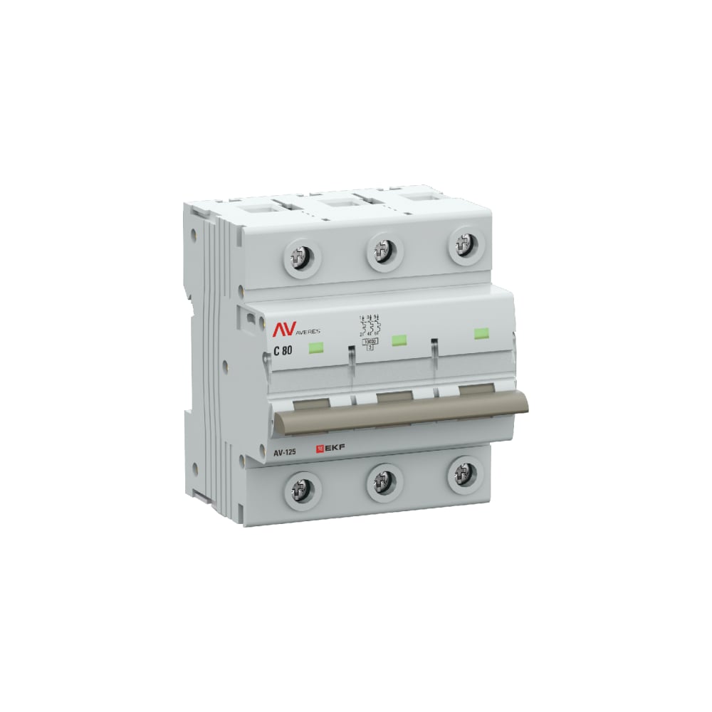 Изображение товара Выключатель автоматический EKF AV-125 3P 80A (C) 10kA AVERES mcb125-3-80C-av