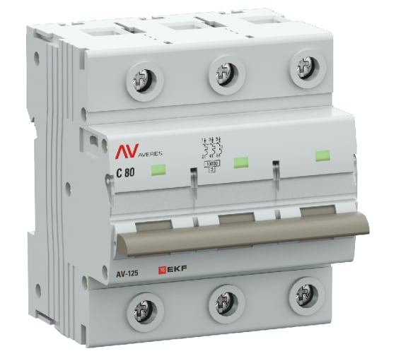 Изображение товара Выключатель автоматический EKF AV-125 3P 80A (C) 10kA AVERES mcb125-3-80C-av