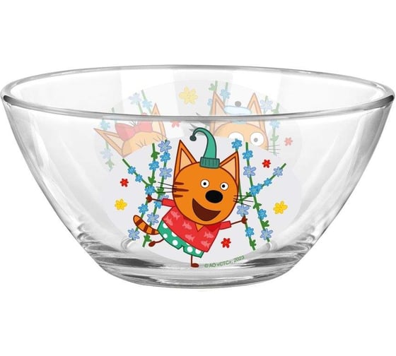 Изображение товара Салатник ND Play три кота, цветы, 13 см, стекло 309629