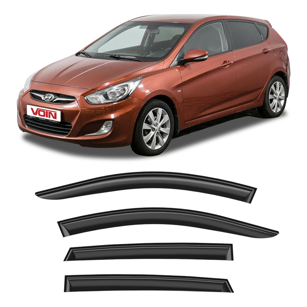 Изображение товара Дефлекторы окон для Hyundai Solaris I 2011-2017, накладные, 4 шт