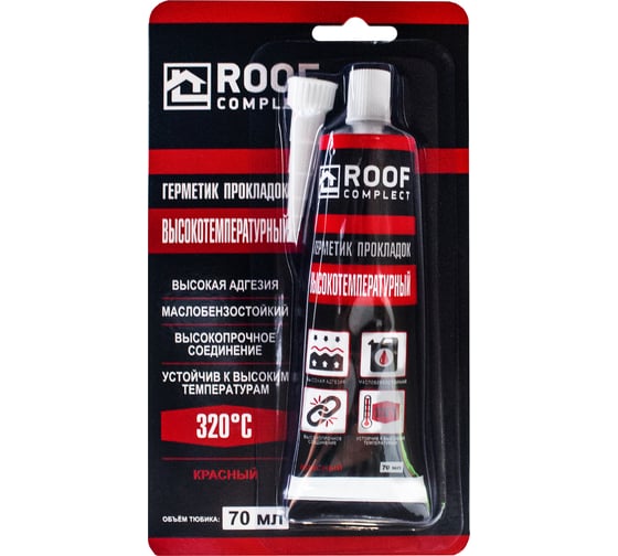 Изображение товара Высокотемпературный силиконовый герметик прокладок Roof Complect красный, 70 мл 00-00445135