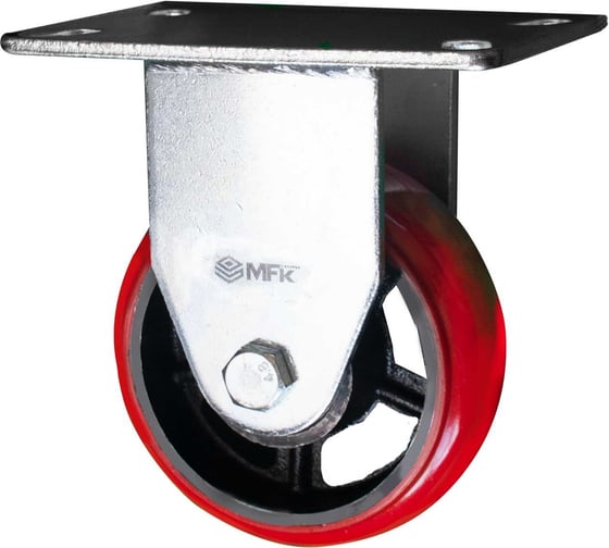 Изображение товара Колесо большегрузное, красный полиуретан, неповоротное, 160 мм MFK-TORG 68601160