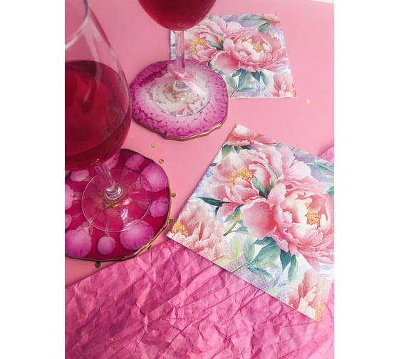 Изображение товара Салфетка бумажная GrandPero deluxe 33x33 см розовый туман 3 слоя 20 листов х 12 2227