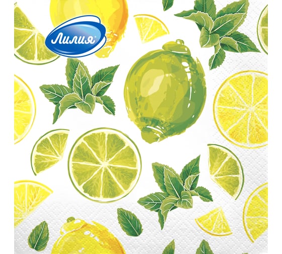 Изображение товара Салфетка бумажная Лилия 33x33 см мохито 2 слоя, 20 листов 2470