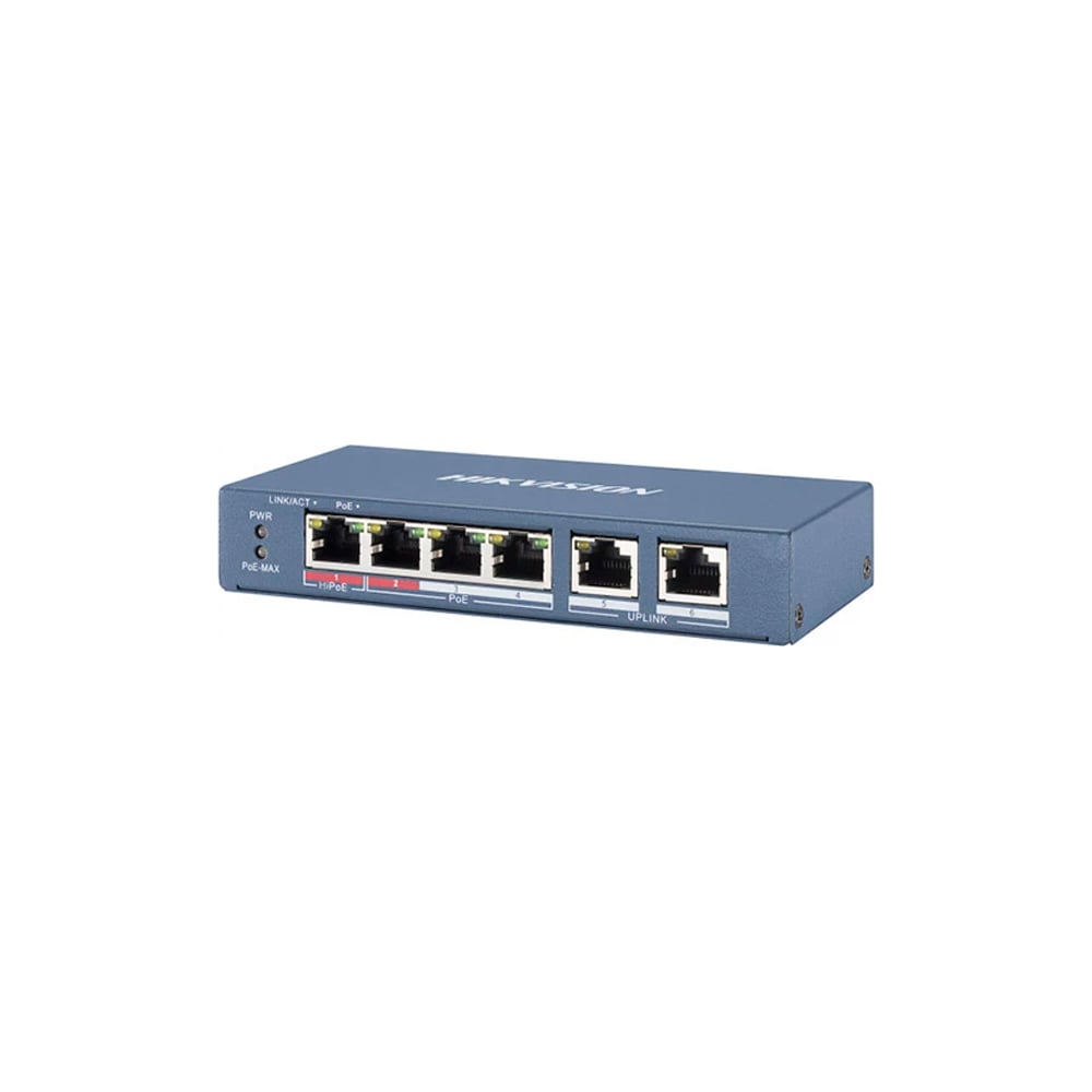 Изображение товара Коммутатор Hikvision DS-3E0106HP-E Ethernet PoE с 6 портами и поддержкой питания
