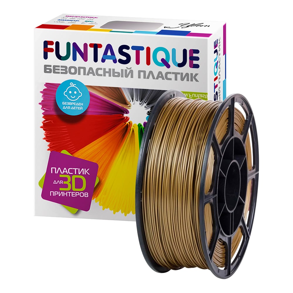 Изображение товара Пластик в катушке FUNTASTIQUE PLA 1.75 мм 1 кг золотой для 3D печати
