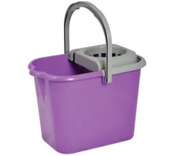 Изображение товара Ведро Мультипласт Групп 10 л, с отжимом, прямоугольное, с носиком мп фиолетовое (9) MPG961543/961536