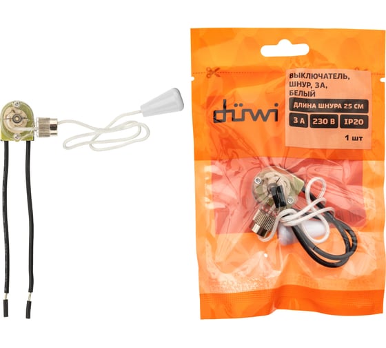 Изображение товара Выключатель duwi веревочка 3А белый 26805 5