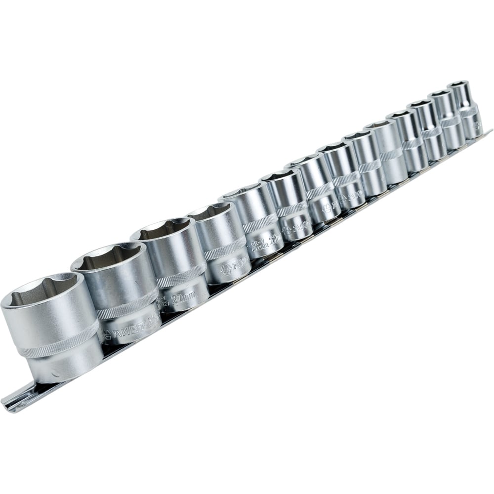 Изображение товара Набор торцевых шестигранных (6-гр.) головок AIST 10-32мм 1/2" дюйма на планке 14 пр. / 401114 00-00014732