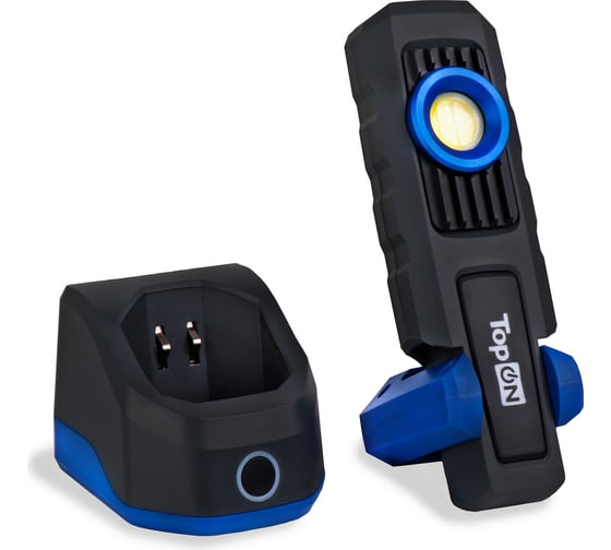 Изображение товара Аккумуляторный фонарь TopOn LED 6 Вт 600 лм 3.7 B 4 Ач 14.8 Втч, дополнительный фонарь, магнитное крепление, крючок, зарядная база, IPX6 TOP-MX06WL