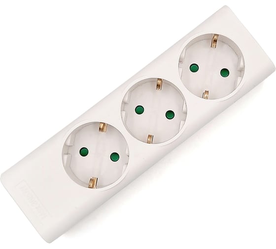 Изображение товара Колодка ООО "ОПТИКОМ ЭЛЕКТРИК" 3 гнезда 16а, с заземлением, без кабеля 1282.0203