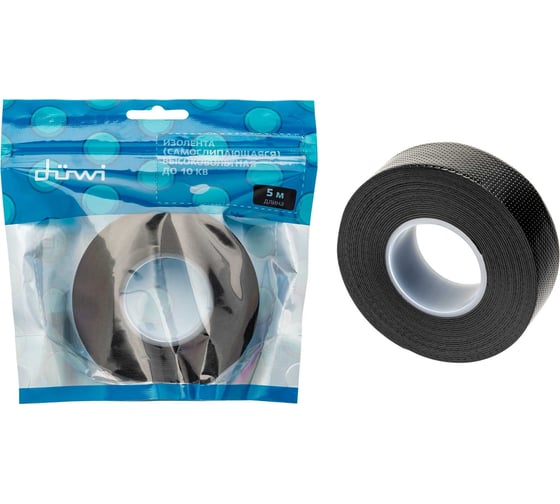 Изображение товара Изолента высоковольтная duwi до 10 кВ, 0.76x25 мм, 5 м, черная 27811 9